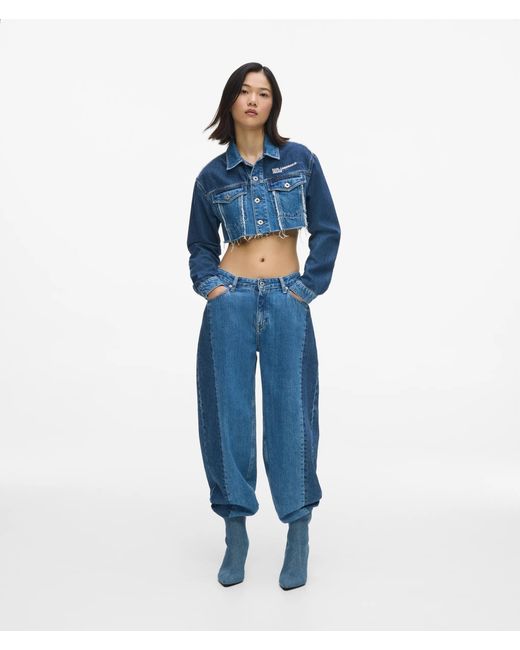 KL Jeans Blue Blocked Denim Micro Jacket
