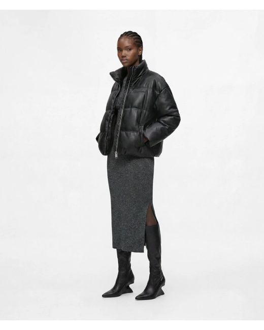 KL Jeans Black Faux-Leather Puffer Jacket