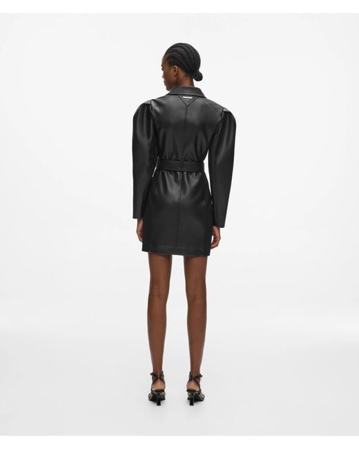 Karl Lagerfeld Black Faux-Leather Biker Dress
