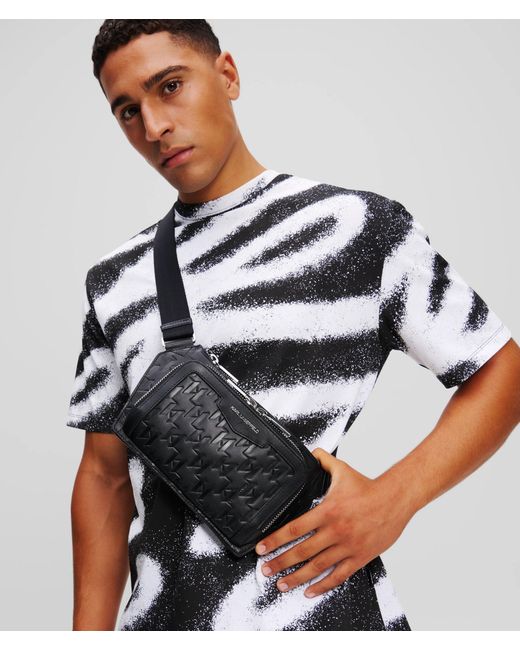 Karl Lagerfeld Black K/Loom Leather Belt Bag for men