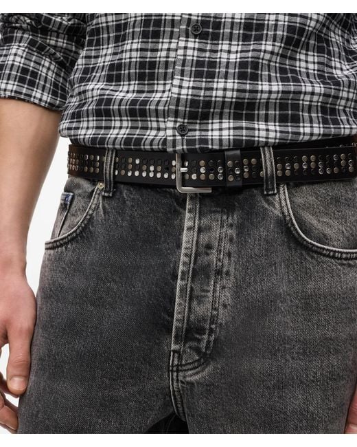 KL Jeans Black Studded Leather Belt for men