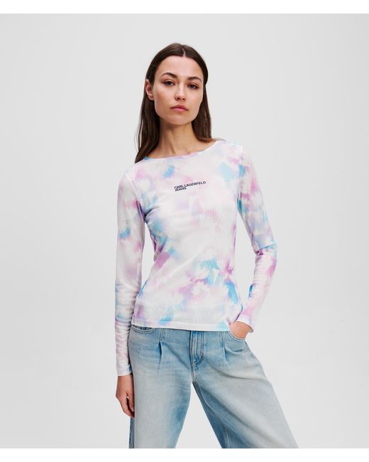 Karl Lagerfeld White Floral-print Mesh T-shirt