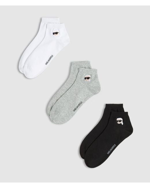 Karl Lagerfeld Metallic Ikon Short Socks – 3-Pack, Multicoloured for men