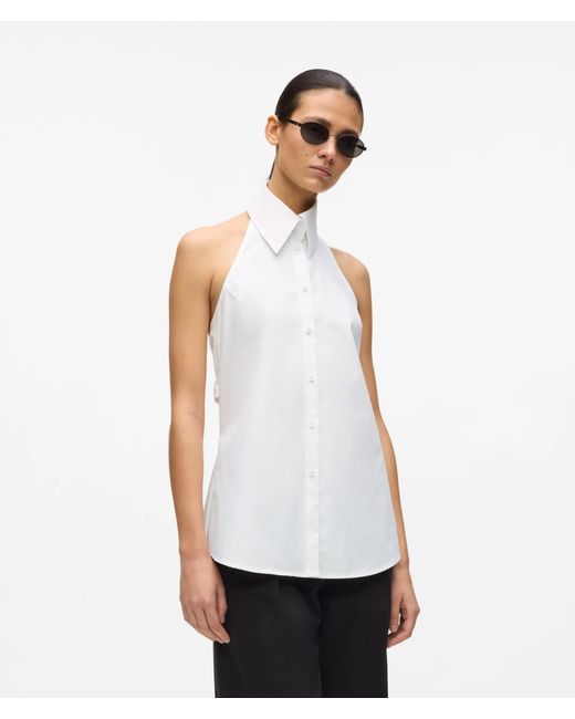 Karl Lagerfeld White Tie Back Sleeveless Shirt