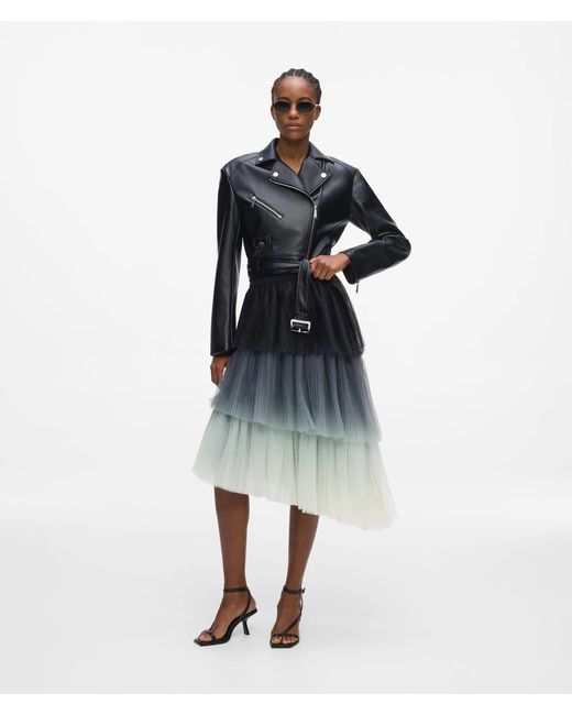 Karl Lagerfeld Blue Asymmetric Ombré Tulle Skirt