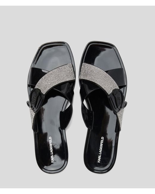 Karl Lagerfeld Black Ikon Nft Jelly Rhinestone Sandals