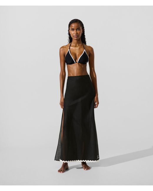 Karl Lagerfeld Black Signature Scallop Beach Skirt