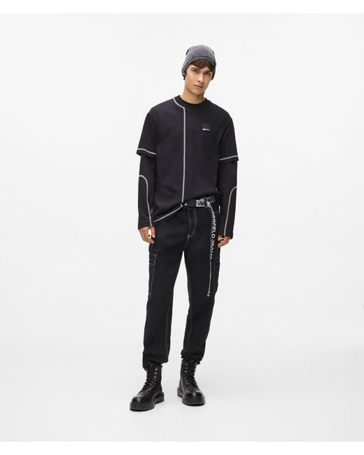 KL Jeans Blue Contrast Stitch Cargo Pants for men