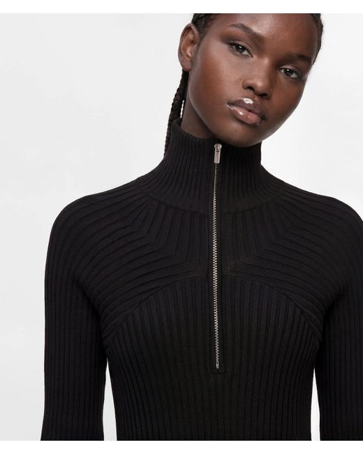KL Jeans Black Zipped Maxi Knit Dress