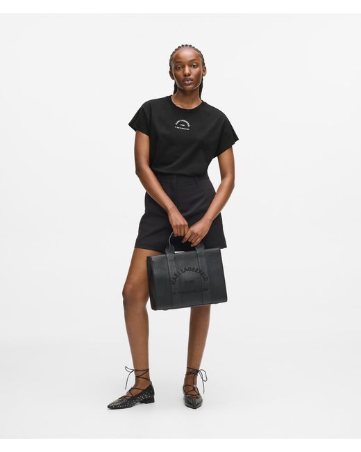 Karl Lagerfeld Black Relaxed Rue St-Guillaume Glitter T-Shirt
