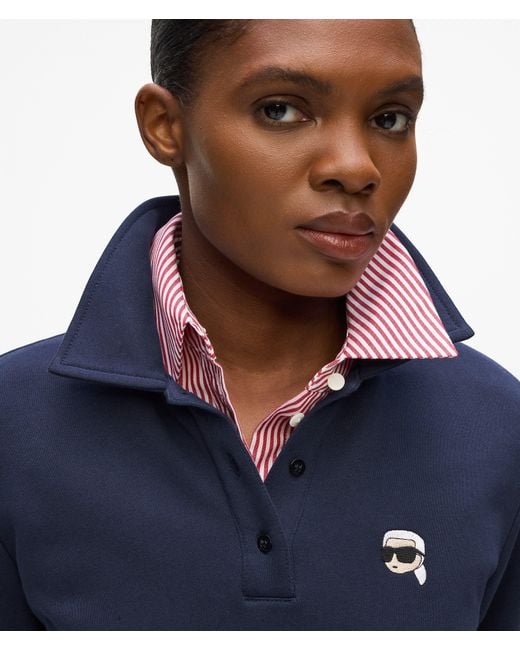 Karl Lagerfeld Blue Ikon Long-Sleeved Polo Shirt