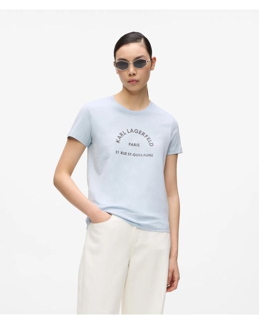 Karl Lagerfeld Blue Slim-Fit Rue St-Guillaume Glitter T-Shirt