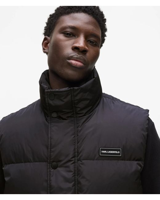 Karl Lagerfeld Black Logo Patch Puffer Gilet for men