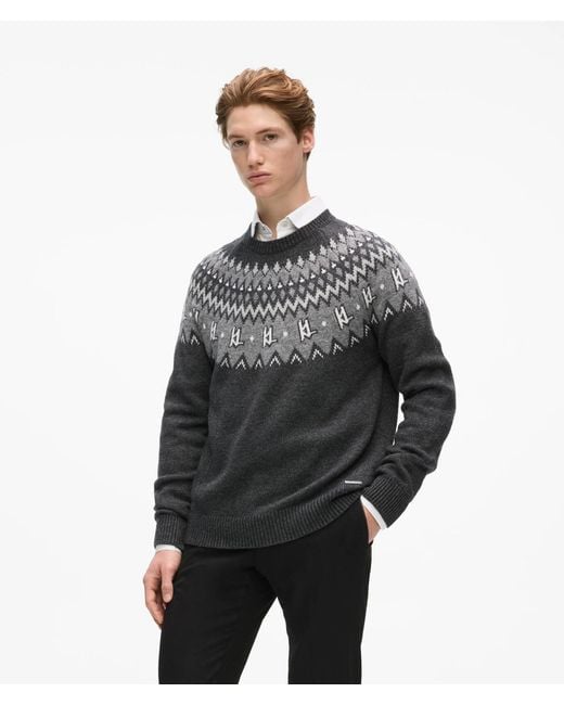 Karl Lagerfeld Gray Norwegian-Inspired Sweater for men