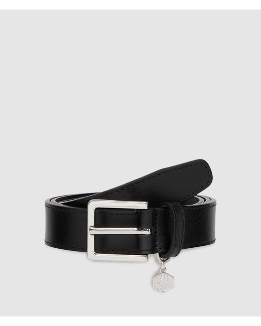 KL Jeans Black Logo Charm Belt