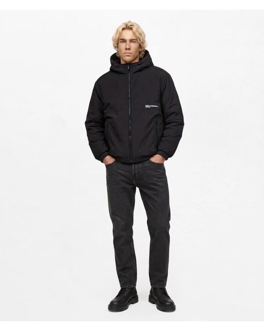 KL Jeans Black Reversible Teddy Puffer Jacket for men
