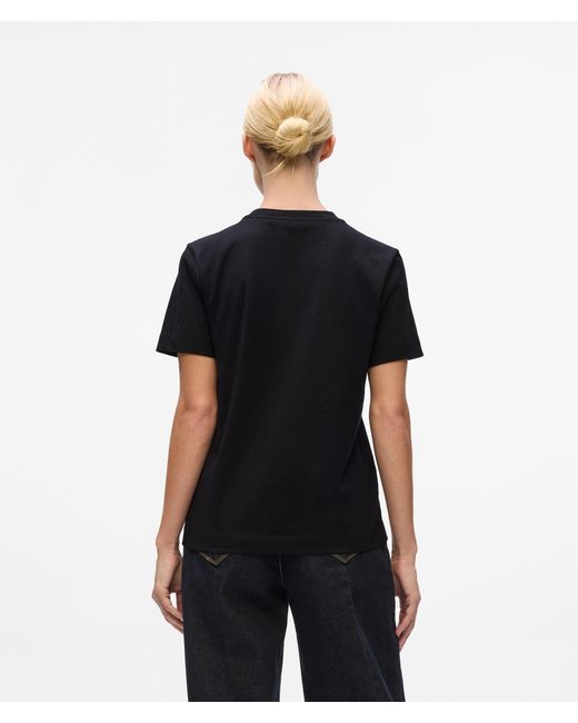 Karl Lagerfeld Black T-Shirt Mit Signatur Aus Pailletten, Damen, Größe
