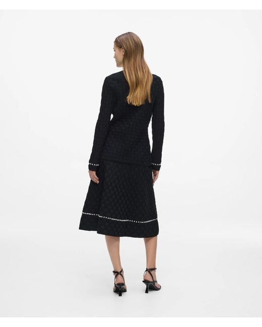 Karl Lagerfeld White Faux-Pearl Detail Knit Skirt