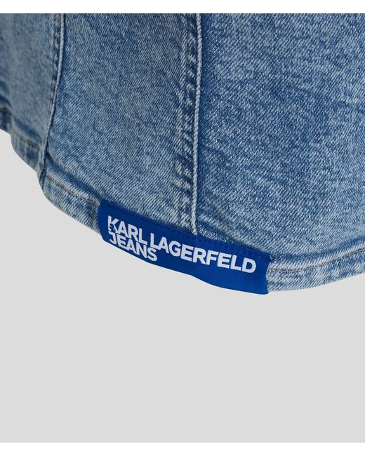 Karl Lagerfeld Blue Klj Tie-front Bodycon Denim Dress
