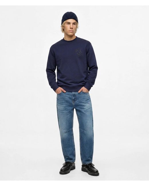 KL Jeans Blue Monogram Patch Sweatshirt for men