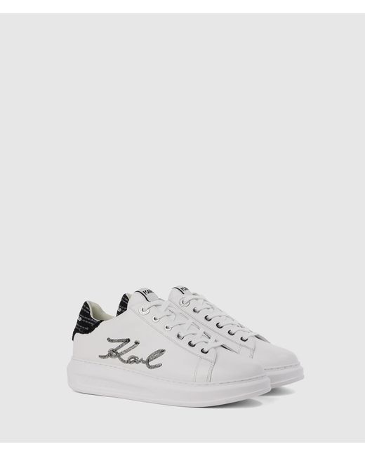 Karl Lagerfeld White Kapri Bouclé Sneakers