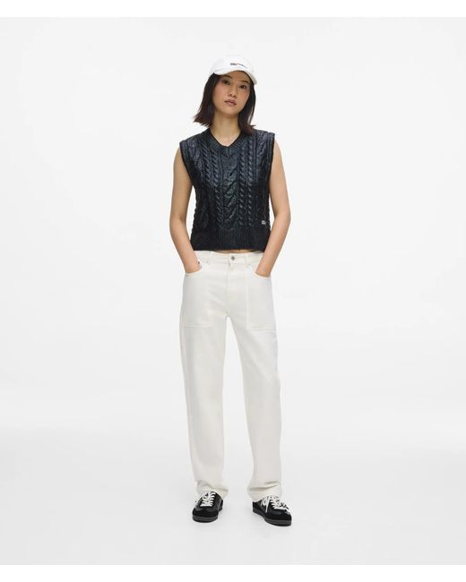 KL Jeans Blue Cropped Cable Knit Vest
