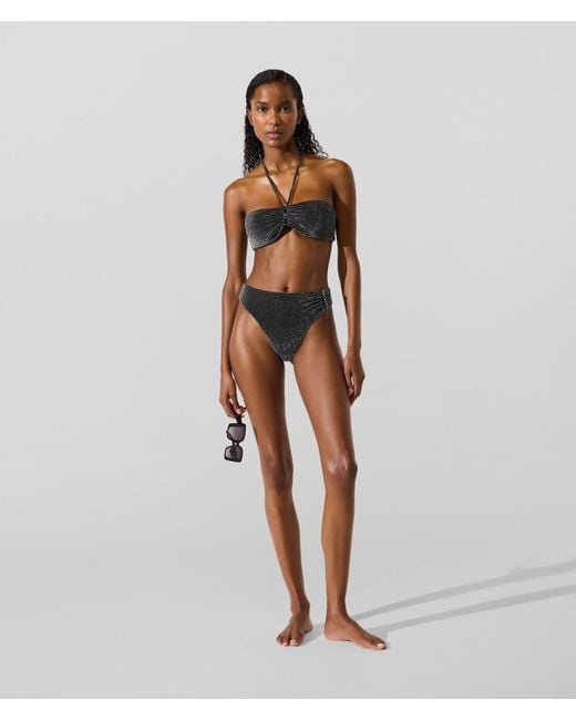 Karl Lagerfeld Brown Metallic Bandeau Bikini Top