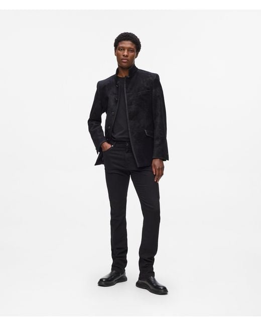 Karl Lagerfeld Black High Stand Collar Blazer for men