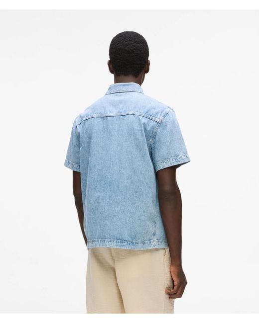 KL Jeans Blue Short-Sleeved Denim Shirt for men