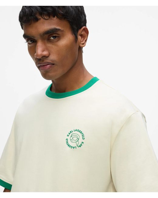 Karl Lagerfeld White Ikon Circle Logo T-Shirt for men