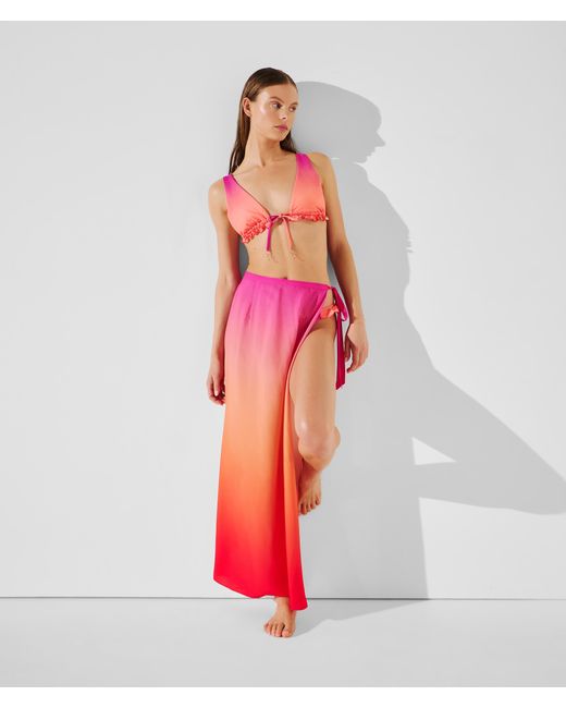 Karl Lagerfeld Red K/Signature Triangel-Bikini-Oberteil Mit Tiefem Ausschnitt, Frau, Größe