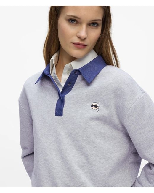 Karl Lagerfeld Blue Ikon Denim Detail Sweatshirt