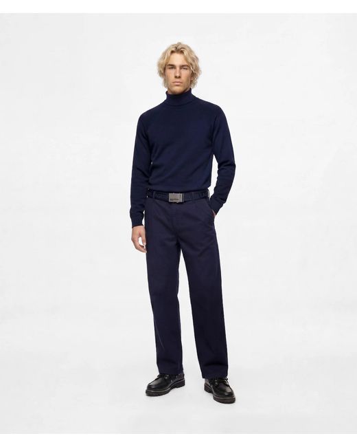 KL Jeans Blue Lightweight Knit Rollneck Sweater for men