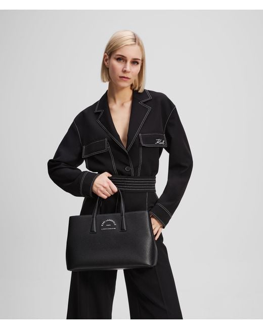 Karl Lagerfeld Black Rue St-Guillaume Metal Satchel Bag