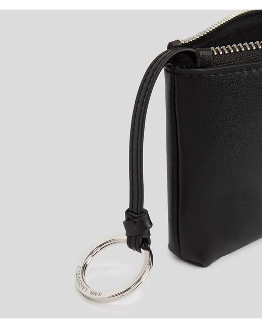 Karl Lagerfeld Black K/circle Perforated Keychain Pouch