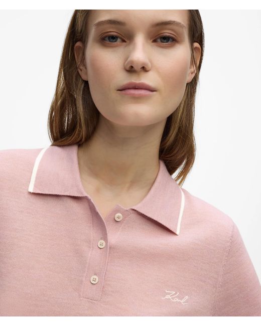 Karl Lagerfeld Pink Merino Wool Polo Shirt