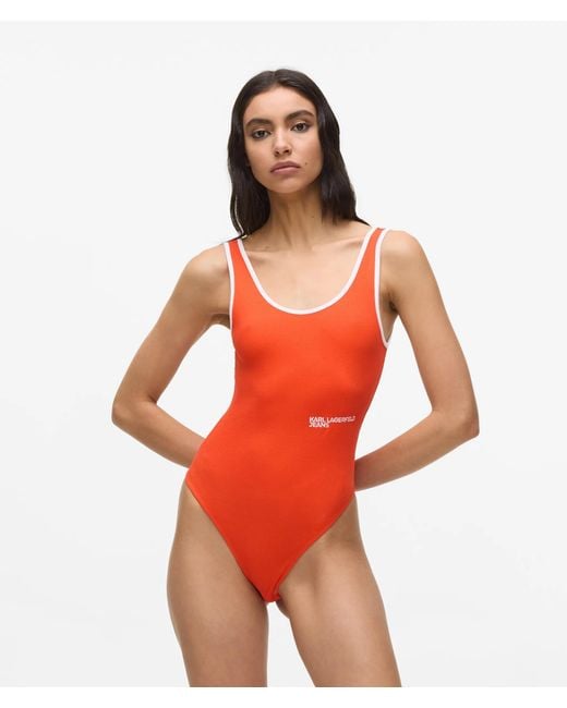 KL Jeans Red Ribbed Bodysuit