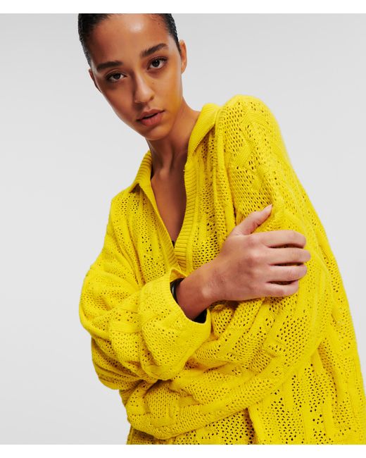 Karl Lagerfeld Yellow Kl Monogram Knitted Sweater