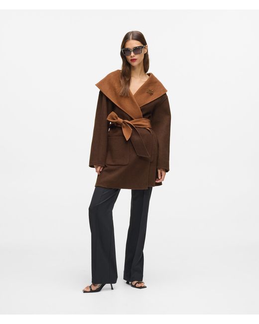 Karl Lagerfeld Brown Reversible Wool-Blend Coat