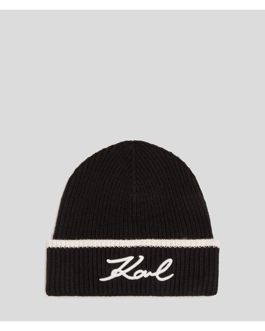 Karl Lagerfeld Black K/signature Beanie