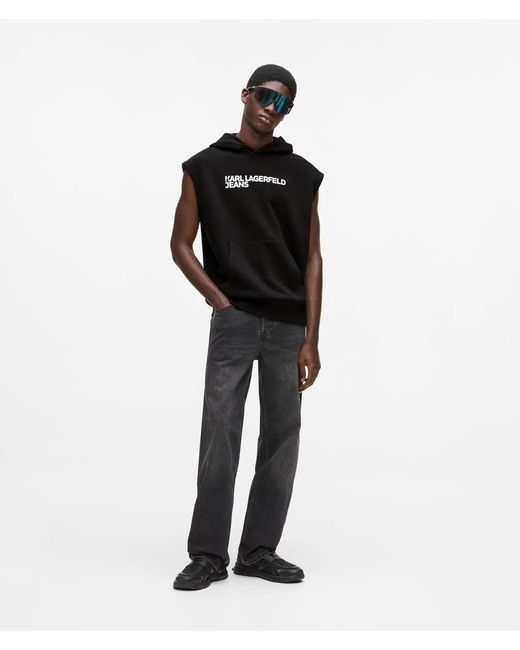 KL Jeans Black Sleeveless Logo Hoodie for men