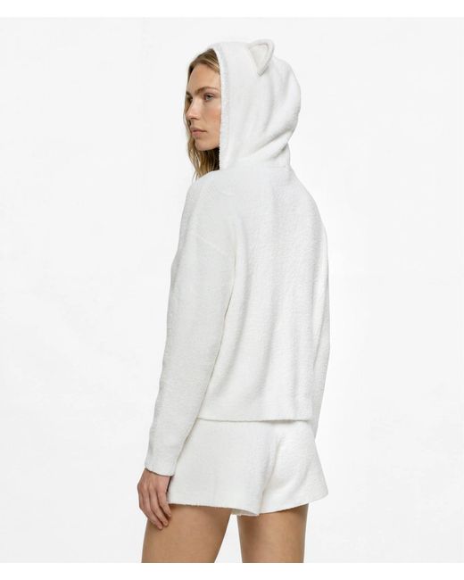 Karl Lagerfeld White Ikon Choupette Fluffy Loungewear Hoodie