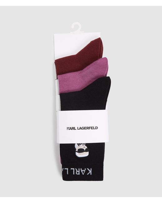 Karl Lagerfeld Purple Ikon Socks – 3-Pack, Multicoloured