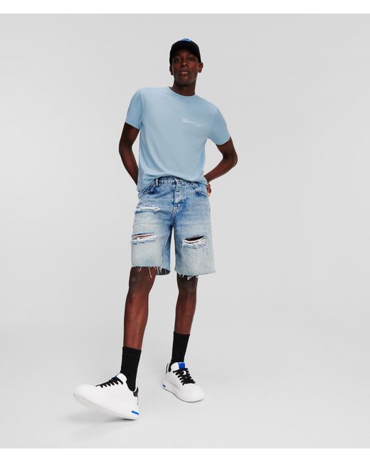 Karl Lagerfeld Blue Klj Distressed Denim Shorts for men