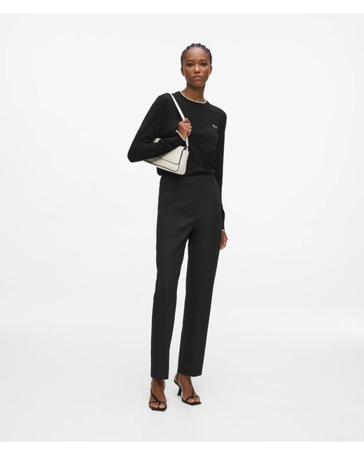 Karl Lagerfeld Black Merino Wool Crewneck Sweater