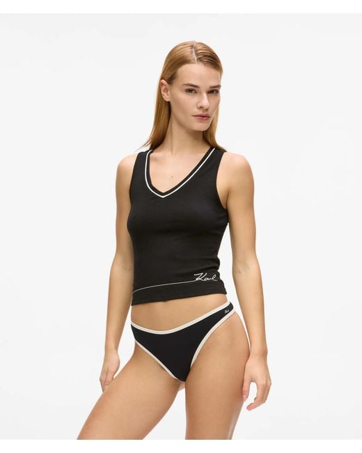 Karl Lagerfeld Black Signature Loungewear Tank Top