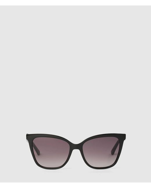 Karl Lagerfeld Black Signature Slim Rectangular Sunglasses
