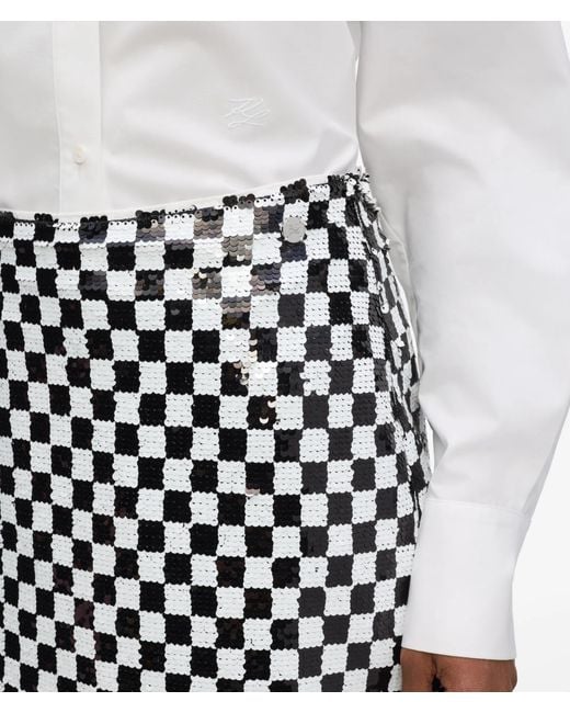 Karl Lagerfeld White Checkerboard Sequin Mini Skirt