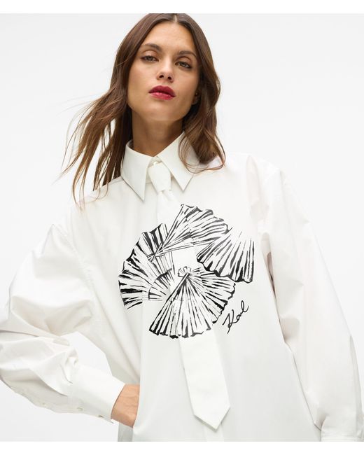 Karl Lagerfeld White Poplin Tie Shirt