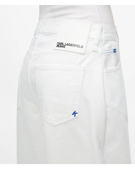 KL Jeans White Pleated Low-Rise Wide-Leg Jeans